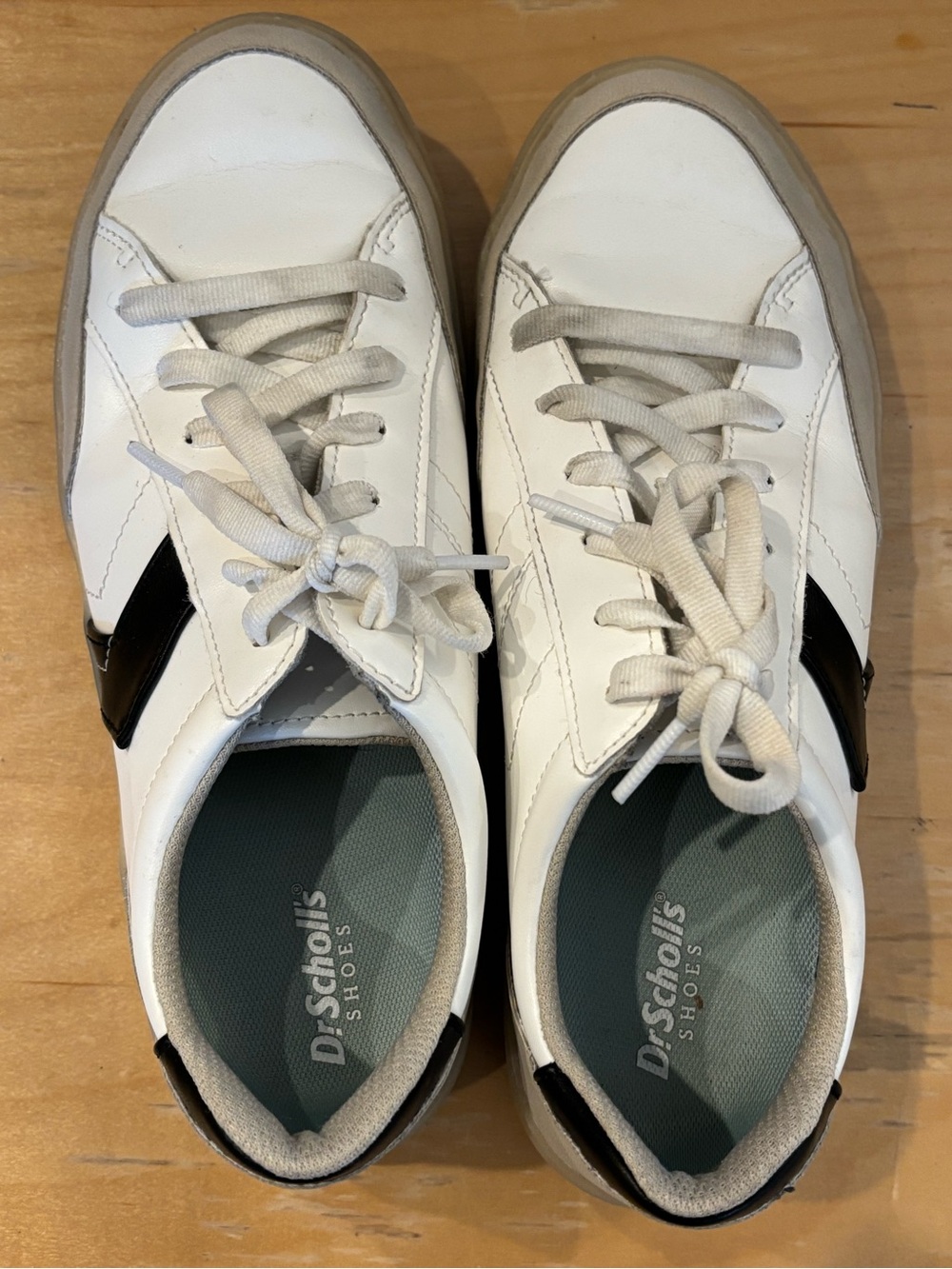 Dr. Scholl's White Sneakers with Black Side Accent